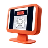Illustratie van een rich-media-banner met een spel op een monitor