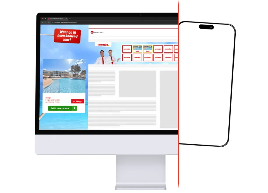 Ontwerp van een advertentie op desktop en mobiel