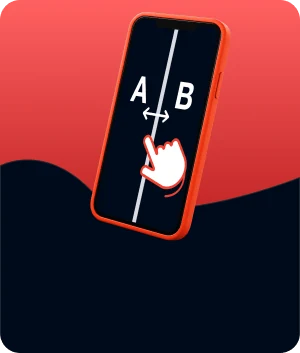 Illustratie van een coverflow-banner op een telefoon die tussen beeld A en B wisselt
