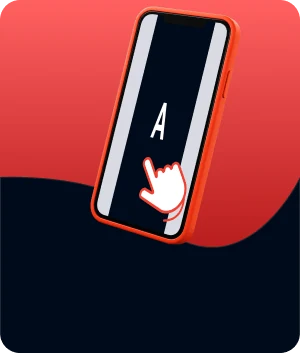 Illustratie van een flip-banner op een telefoon, met een tikbeweging