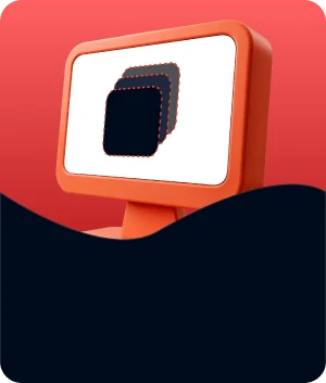 Illustratie van een GIF-banner met gestapelde frames op een monitor