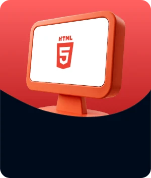 Illustratie van een HTML5-banner met het HTML5-logo op een monitor