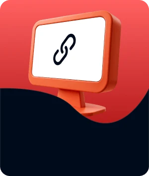 Illustratie van een query string-banner met een linksymbool op een monitor