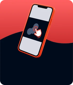 Illustratie van een scratch-banner op een telefoon: de gebruiker krast het beeld vrij