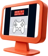 Illustratie van een rich-media-banner met een spel op een monitor