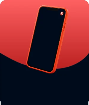 Illustratie van een interstitial die het hele telefoonscherm vult, met een sluitknop