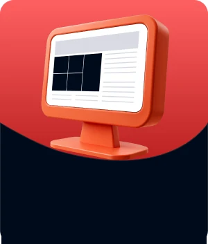 Illustratie van een mozaïekbanner op een website op een monitor