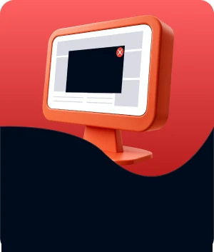 Illustratie van een premium expandable met een sluitknop op een monitor