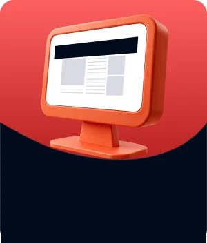 Illustratie van een super header bovenaan een website op een monitor