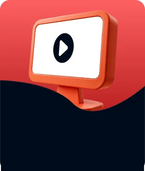 Illustratie van een videobanner met een afspeelknop op een monitor
